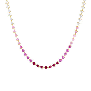 Sapphire Pink CZ Pink Ombre Tennis Necklace - Adina Eden's Jewels