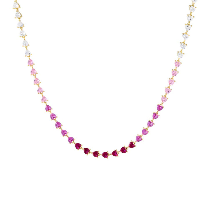 Sapphire Pink CZ Pink Ombre Tennis Necklace - Adina Eden's Jewels