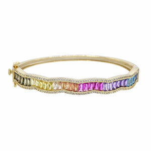 Gold Emerald X Round Bangle - Adina Eden's Jewels