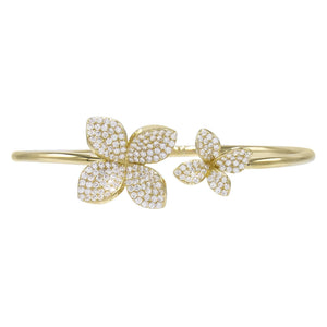 Gold Pave Flower Bangle - Adina Eden's Jewels