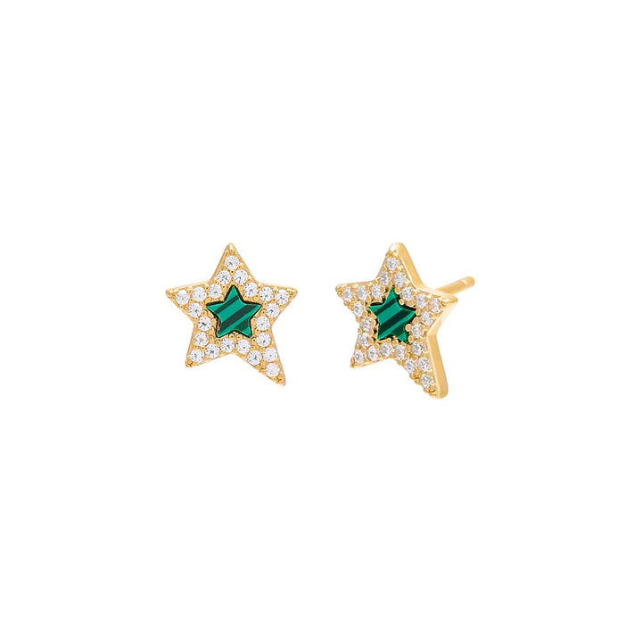 Emerald Green Pavé Star Stone Stud Earring - Adina Eden's Jewels