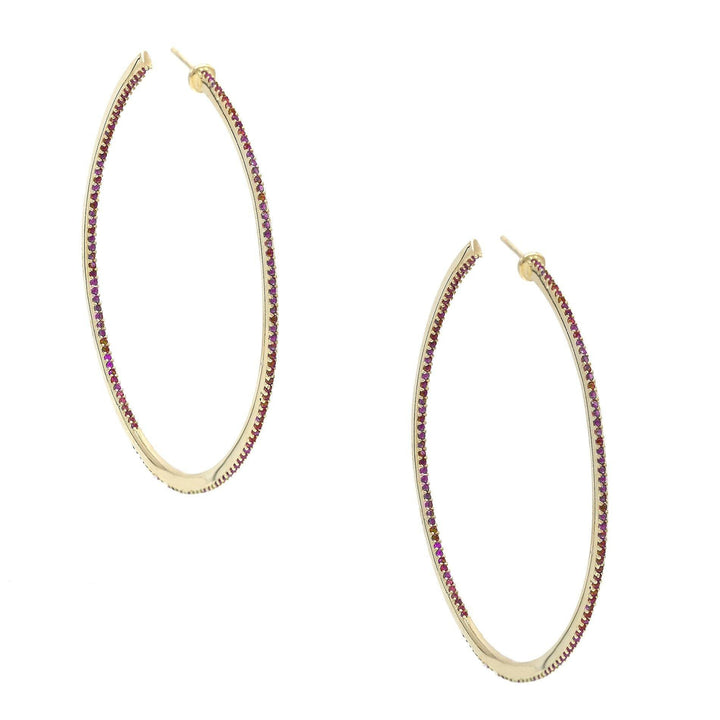 Magenta Thin Colored Hoop Earring - Adina Eden's Jewels