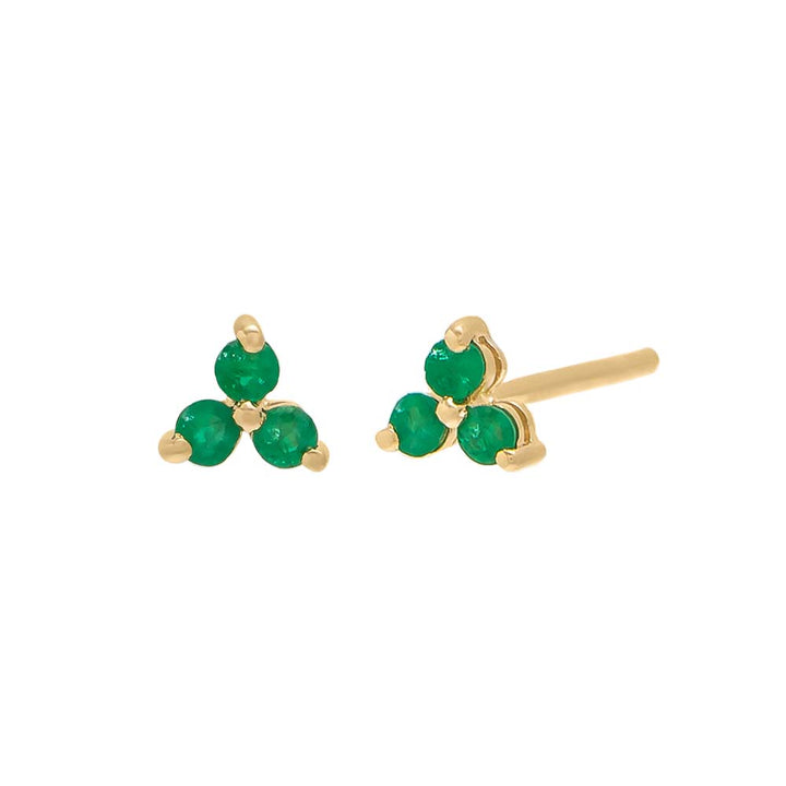 Emerald Green / Pair Emerald Trio Cluster 
Earring 14K - Adina Eden's Jewels