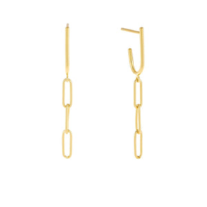 Gold Open Link Drop Stud Earring - Adina Eden's Jewels