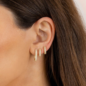  Large Pavé Oval Huggie Earring - Adina Eden's Jewels