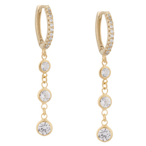 Gold Solitaire Drop Huggies - Adina Eden's Jewels