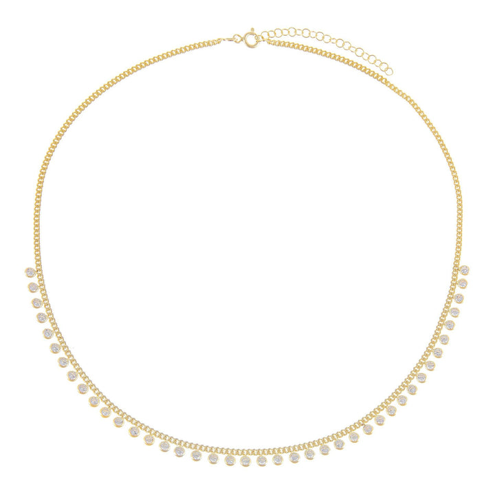  Bezel Embedded Cuban Chain Necklace - Adina Eden's Jewels