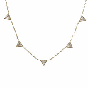 Gold Pave Triangle Drop Necklace - Adina Eden's Jewels