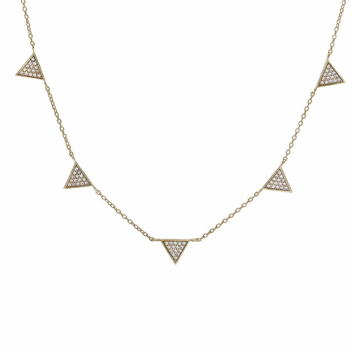 Gold Pave Triangle Drop Necklace - Adina Eden's Jewels
