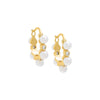 Gold / Pair Embedded Pearl X CZ Hoop Earring - Adina Eden's Jewels