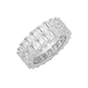 Silver / 6 Double Row Emerald Ring - Adina Eden's Jewels