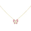 Sapphire Pink Enamel Butterfly Necklace 14K - Adina Eden's Jewels