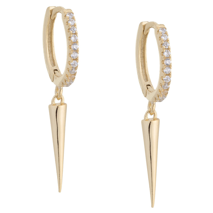 Gold Long Spike Huggie Earring - Adina Eden's Jewels