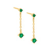 Emerald Green Colored Tiny Solitaire Chain Drop Stud Earring - Adina Eden's Jewels