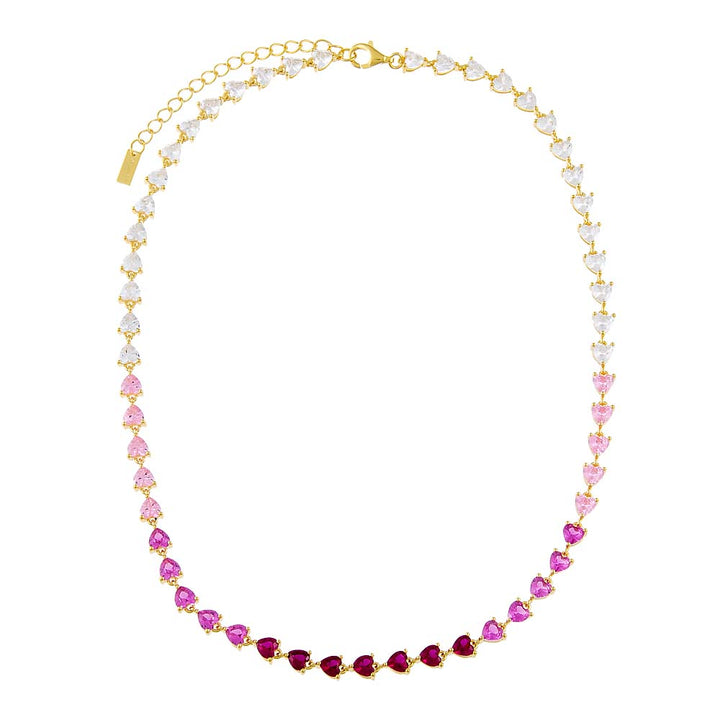  CZ Pink Ombre Tennis Necklace - Adina Eden's Jewels