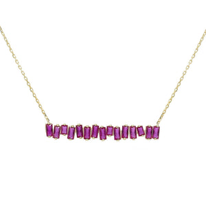 Sapphire Pink Multi-Color Bar Necklace - Adina Eden's Jewels