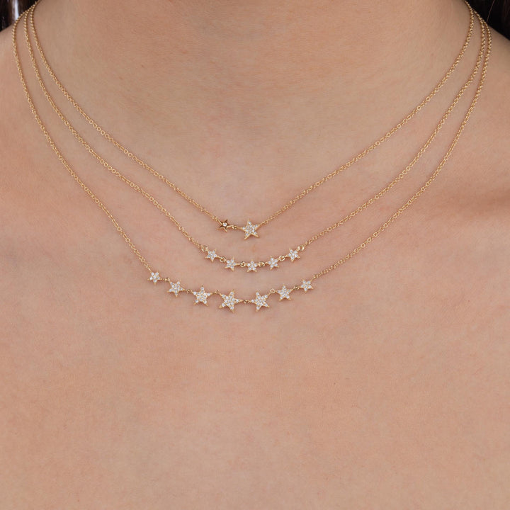  Diamond Double Star Necklace 14K - Adina Eden's Jewels