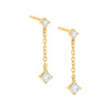 Gold Colored Tiny Solitaire Chain Drop Stud Earring - Adina Eden's Jewels
