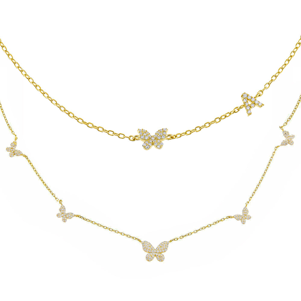 Gold / A Butterflies X Initial Necklace Combo Set - Adina Eden's Jewels