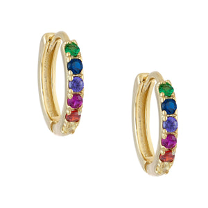 Multi-Color Pave Rainbow Huggies - Adina Eden's Jewels