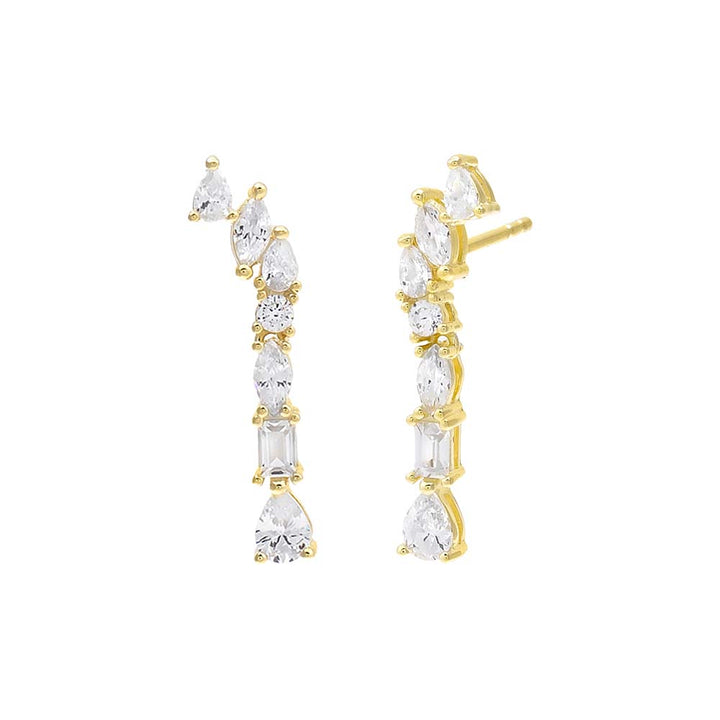 Gold Teardrop Cluster Drop Stud Earring - Adina Eden's Jewels