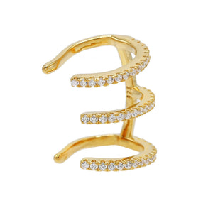 Gold 3 Row Pave Ear Cuff - Adina Eden's Jewels