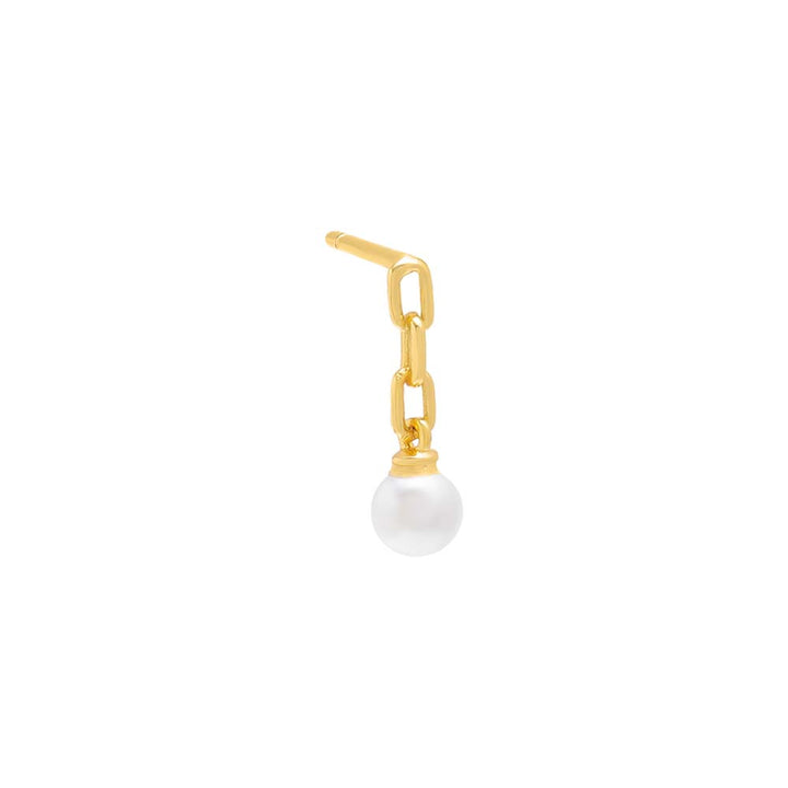 Gold / Single Tiny Link Pearl Drop Stud Earring - Adina Eden's Jewels