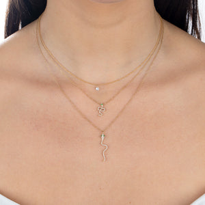  Diamond Dangling Snake Necklace 14K - Adina Eden's Jewels