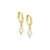 Gold Dangling Teardrop Cluster Huggie Earring - Adina Eden's Jewels
