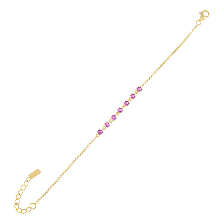 Sapphire Pink Colored Half Tennis Chain Bracelet - Adina Eden's Jewels