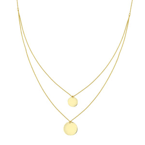 14K Gold Double Disc Necklace 14K - Adina Eden's Jewels