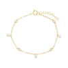 Gold / Pearl White CZ Bezel X Dangling Pearl Bracelet - Adina Eden's Jewels