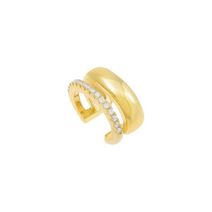 Gold Pave x Solid Double Row Ear Cuff - Adina Eden's Jewels