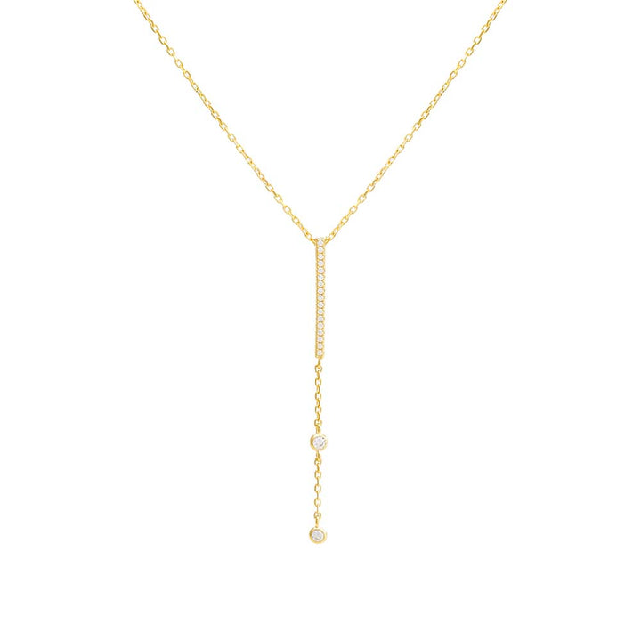 Gold Pavé Bar Drop Lariat Necklace - Adina Eden's Jewels