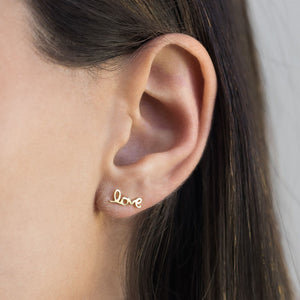  Love Script Stud Earring - Adina Eden's Jewels