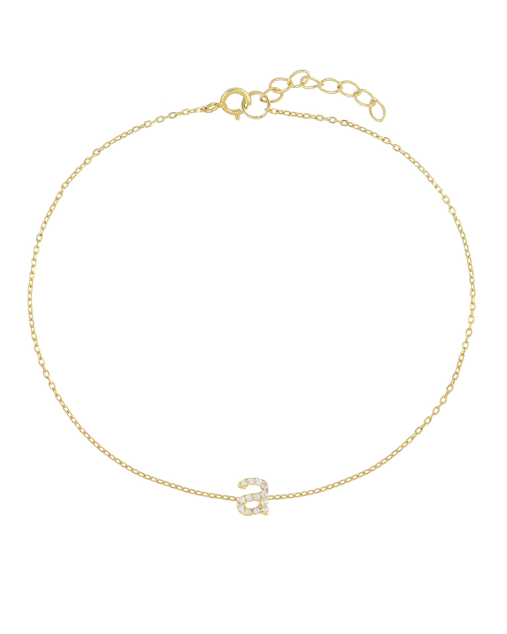 Gold / A Tiny Lowercase Pavé Initial Anklet - Adina Eden's Jewels
