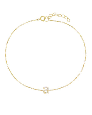 Gold / A Tiny Lowercase Pavé Initial Anklet - Adina Eden's Jewels
