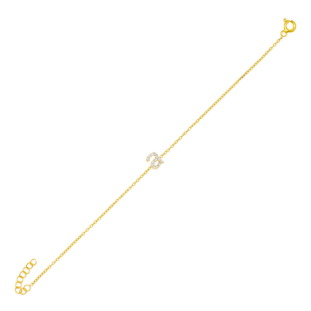 Gold / A Tiny Lowercase Pavé Initial Bracelet - Adina Eden's Jewels