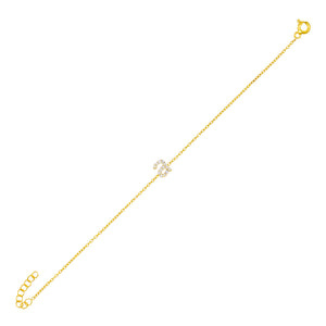 Gold / A Tiny Lowercase Pavé Initial Bracelet - Adina Eden's Jewels