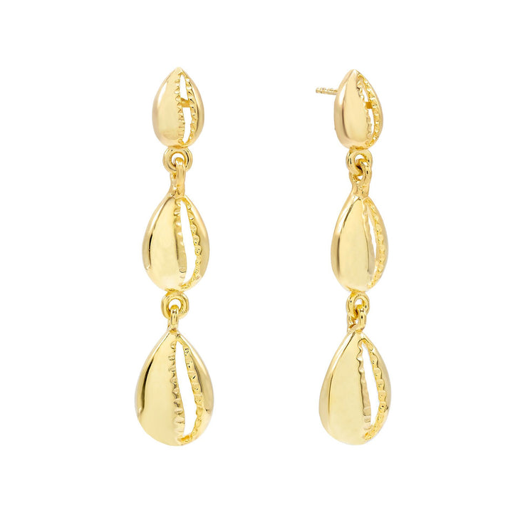Gold Shell Drop Stud Earring - Adina Eden's Jewels