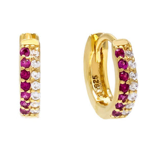 Magenta Two-Tone Huggie Earring - Adina Eden's Jewels