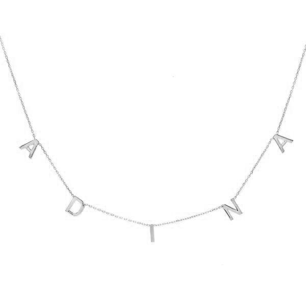 Silver Dangling Block Name Necklace - Adina Eden's Jewels
