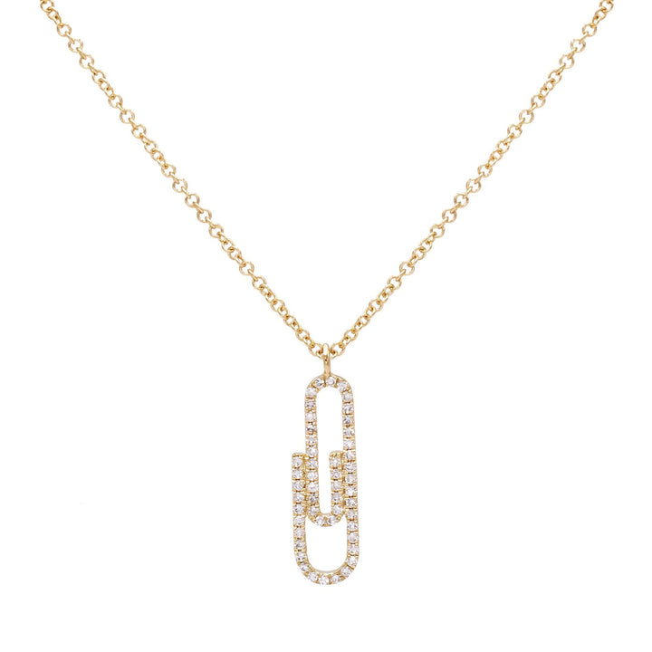 14K Gold Diamond Clip Necklace 14K - Adina Eden's Jewels