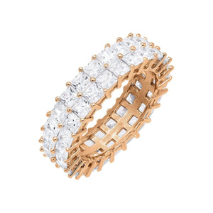 Rose Gold / 9 Double Row Princess Cut Ring - Adina Eden's Jewels