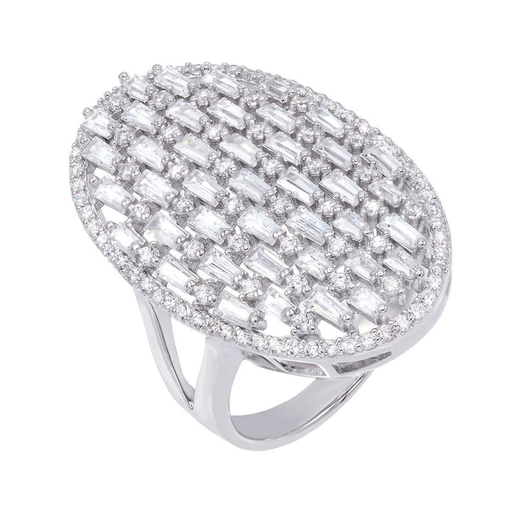 Silver / 7 Baguette Oval Ring - Adina Eden's Jewels