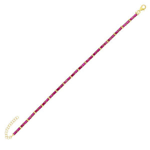Magenta Baguette Tennis Bracelet - Adina Eden's Jewels
