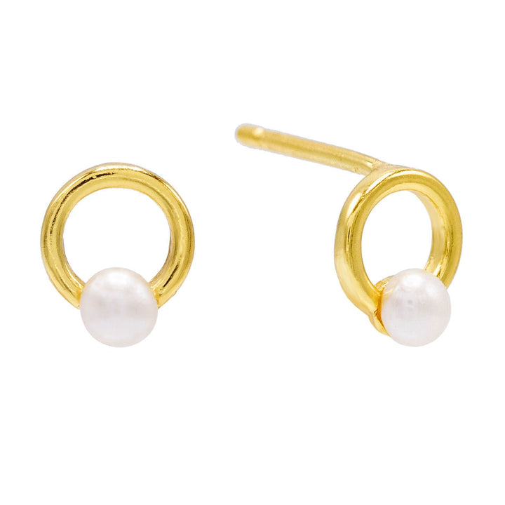 Pearl White Pearl Round Stud Earring - Adina Eden's Jewels