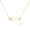 14K Gold Safety Pin Diamond Necklace 14K - Adina Eden's Jewels