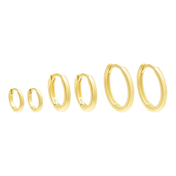 Gold Solid Huggie Earring Combo Set - Adina Eden's Jewels