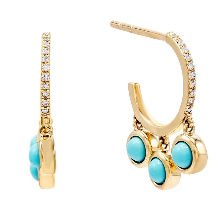Turquoise Diamond Turquoise Hoop Earring 14K - Adina Eden's Jewels